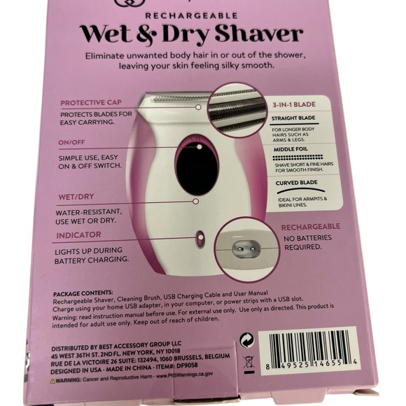 Daisy Fuentes Pink and White Rechargeable Wet & Dry Shaver - Picture 2 of 2